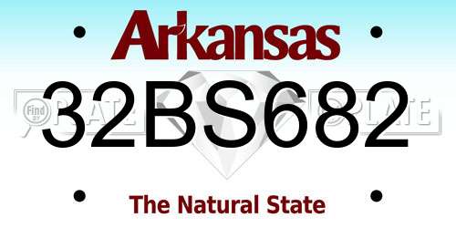 32BS682 Arkansas License Plate