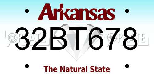 32BT678 Arkansas License Plate