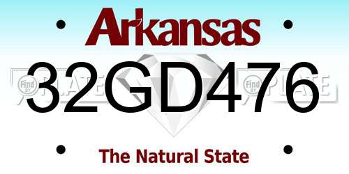 32GD476 Arkansas License Plate