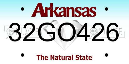 32GO426 Arkansas License Plate