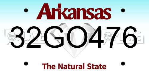 32GO476 Arkansas License Plate