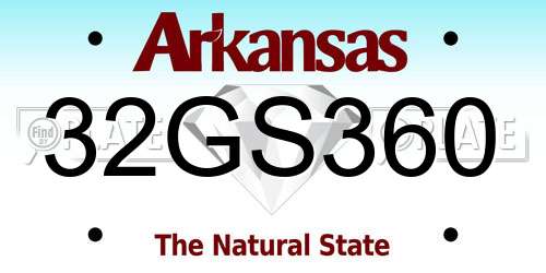 32GS360 Arkansas License Plate