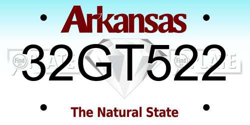 32GT522 Arkansas License Plate