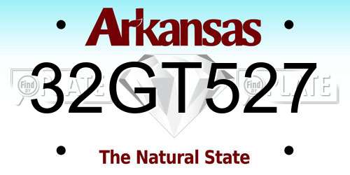32GT527 Arkansas License Plate