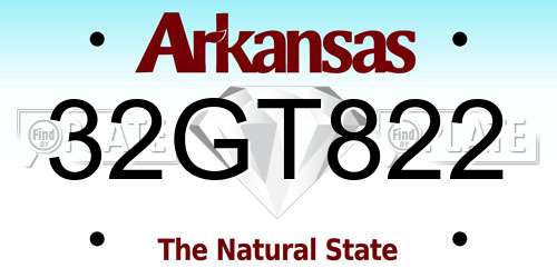 32GT822 Arkansas License Plate