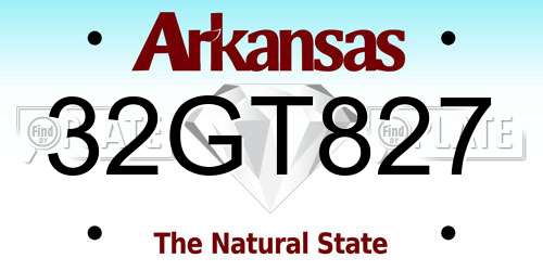 32GT827 Arkansas License Plate