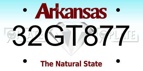 32GT877 Arkansas License Plate