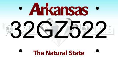 32GZ522 Arkansas License Plate