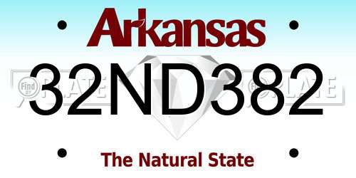 32ND382 Arkansas License Plate