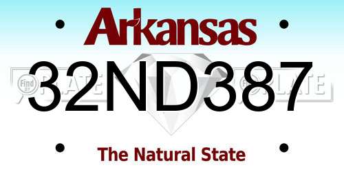 32ND387 Arkansas License Plate