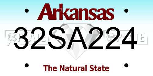 32SA224 Arkansas License Plate