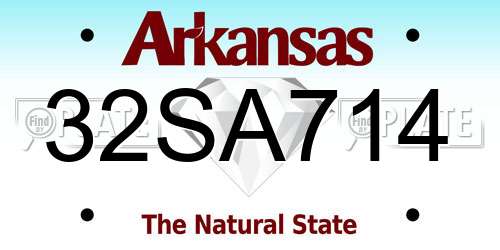 32SA714 Arkansas License Plate