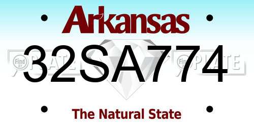 32SA774 Arkansas License Plate