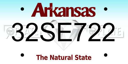 32SE722 Arkansas License Plate