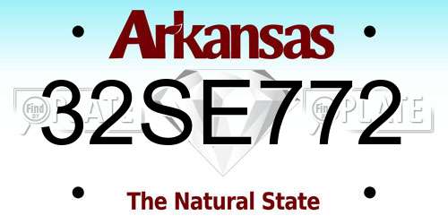 32SE772 Arkansas License Plate