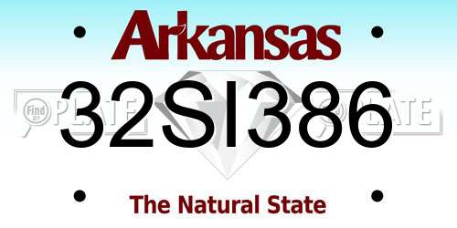 32SI386 Arkansas License Plate
