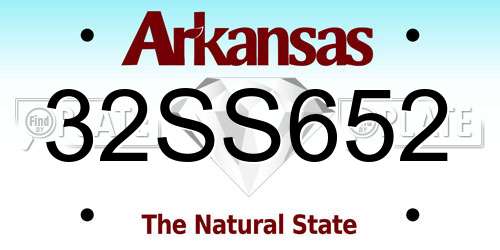 32SS652 Arkansas License Plate