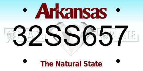 32SS657 Arkansas License Plate