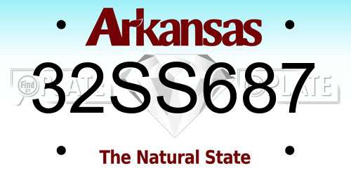 32SS687 Arkansas License Plate