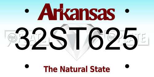 32ST625 Arkansas License Plate