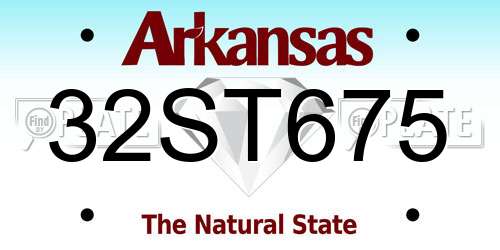 32ST675 Arkansas License Plate