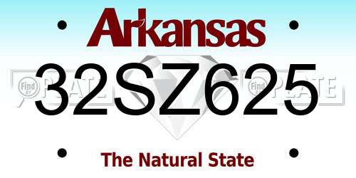 32SZ625 Arkansas License Plate