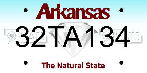 32TA134 Arkansas License Plate