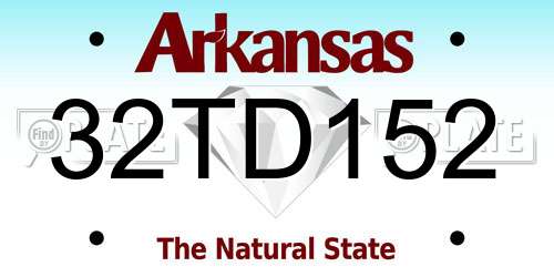 32TD152 Arkansas License Plate