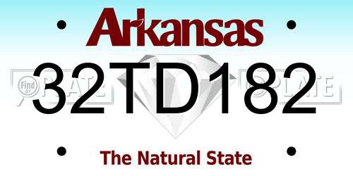 32TD182 Arkansas License Plate