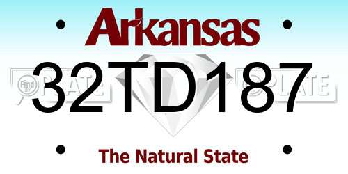 32TD187 Arkansas License Plate