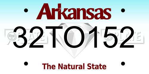 32TO152 Arkansas License Plate