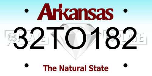 32TO182 Arkansas License Plate