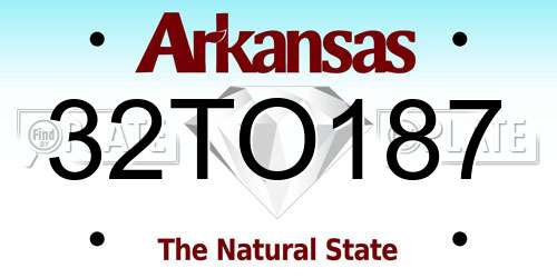 32TO187 Arkansas License Plate