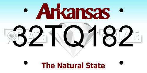 32TQ182 Arkansas License Plate