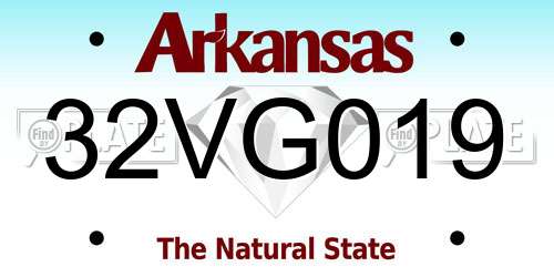 32VG019 Arkansas License Plate
