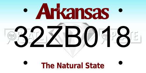 32ZB018 Arkansas License Plate