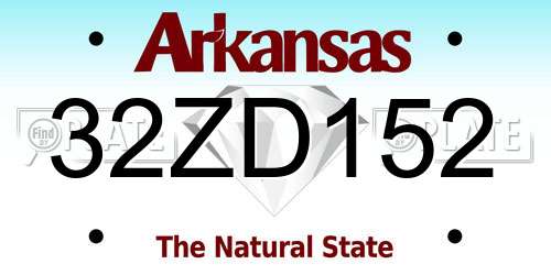 32ZD152 Arkansas License Plate
