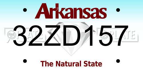 32ZD157 Arkansas License Plate