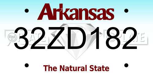 32ZD182 Arkansas License Plate