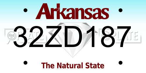 32ZD187 Arkansas License Plate