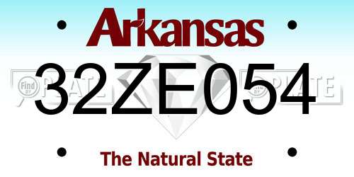 32ZE054 Arkansas License Plate