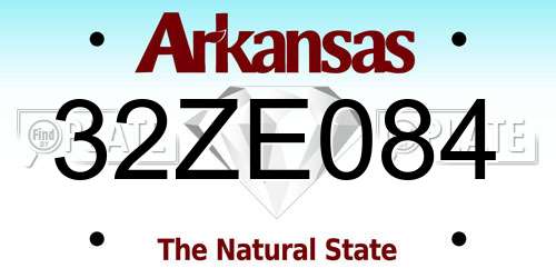 32ZE084 Arkansas License Plate