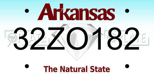32ZO182 Arkansas License Plate