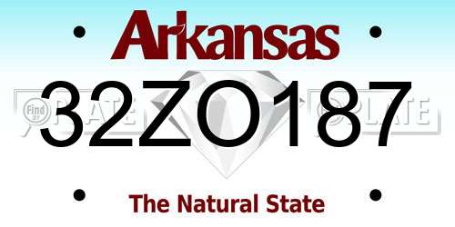 32ZO187 Arkansas License Plate
