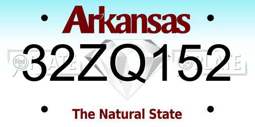 32ZQ152 Arkansas License Plate
