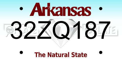 32ZQ187 Arkansas License Plate