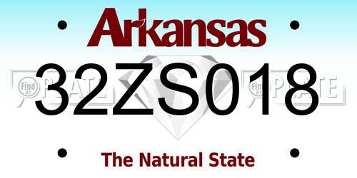 32ZS018 Arkansas License Plate