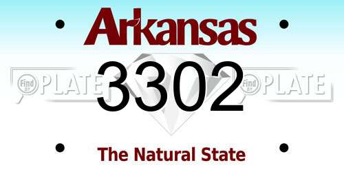 3302 Arkansas License Plate