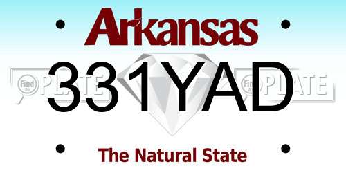 331YAD Arkansas License Plate