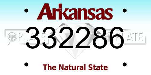 332286 Arkansas License Plate